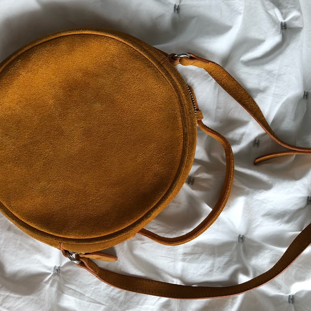 Suede circle crossbody purse